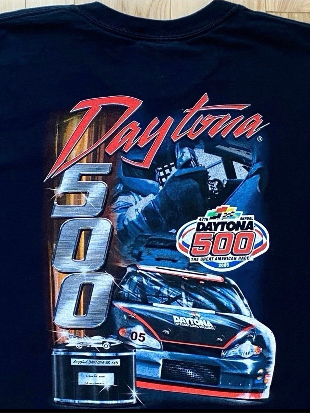 Vintage 2005 Daytona 500 NASCAR 47th Annual Race Unisex Black T-Shirt; Large